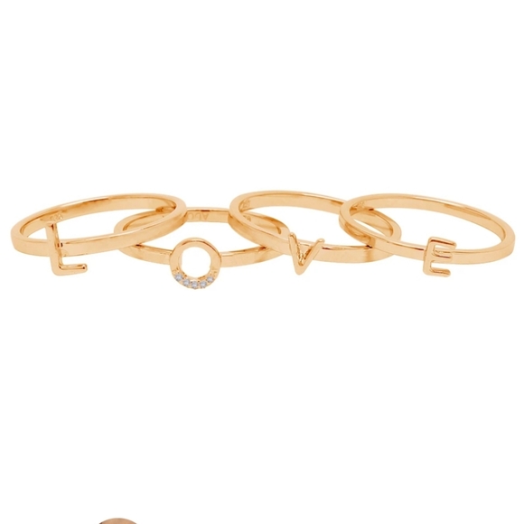 ADORNIA Love Ring Stack 14k Rosegold Vermeil .925 Sterling Silver - Picture 3 of 8